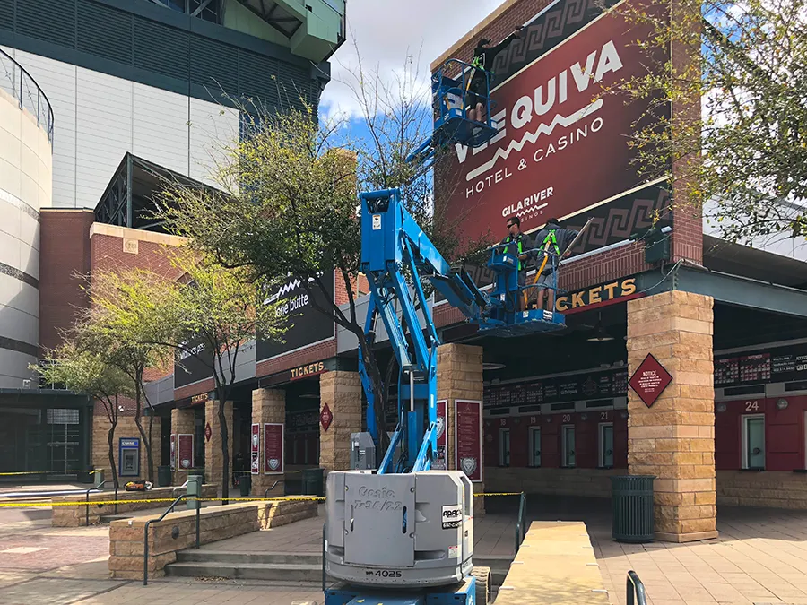 A restaurant sign installation